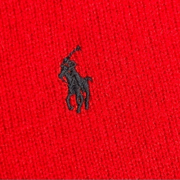 Polo Ralph Lauren Lambswool V-Neck Sweater Men’s Large Red Classics Pony New NWT - Picture 4 of 8